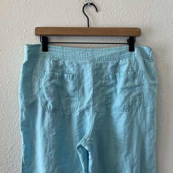 Chicos Women's Pants Size 1.5 Linen Sky Blue Relaxed Lagenlook Wide Leg Beachy - Picture 12 of 16